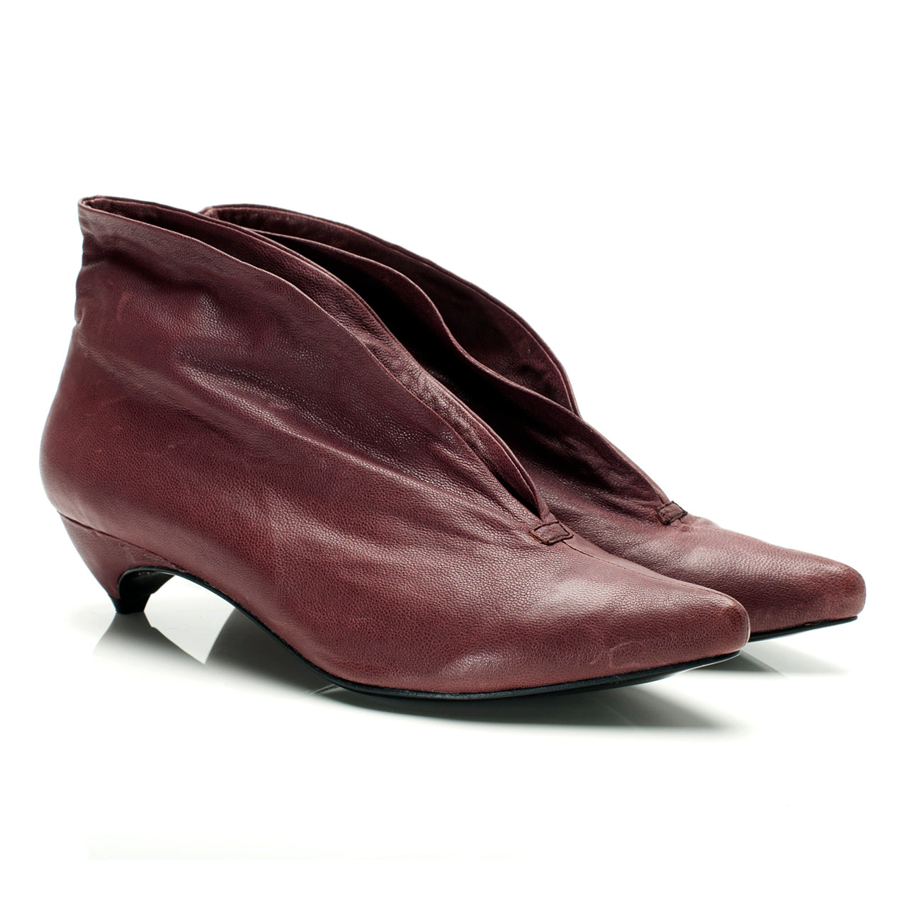 3155 leather booties ; plum
