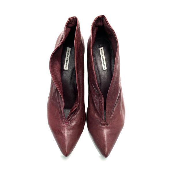3155 leather booties ; plum