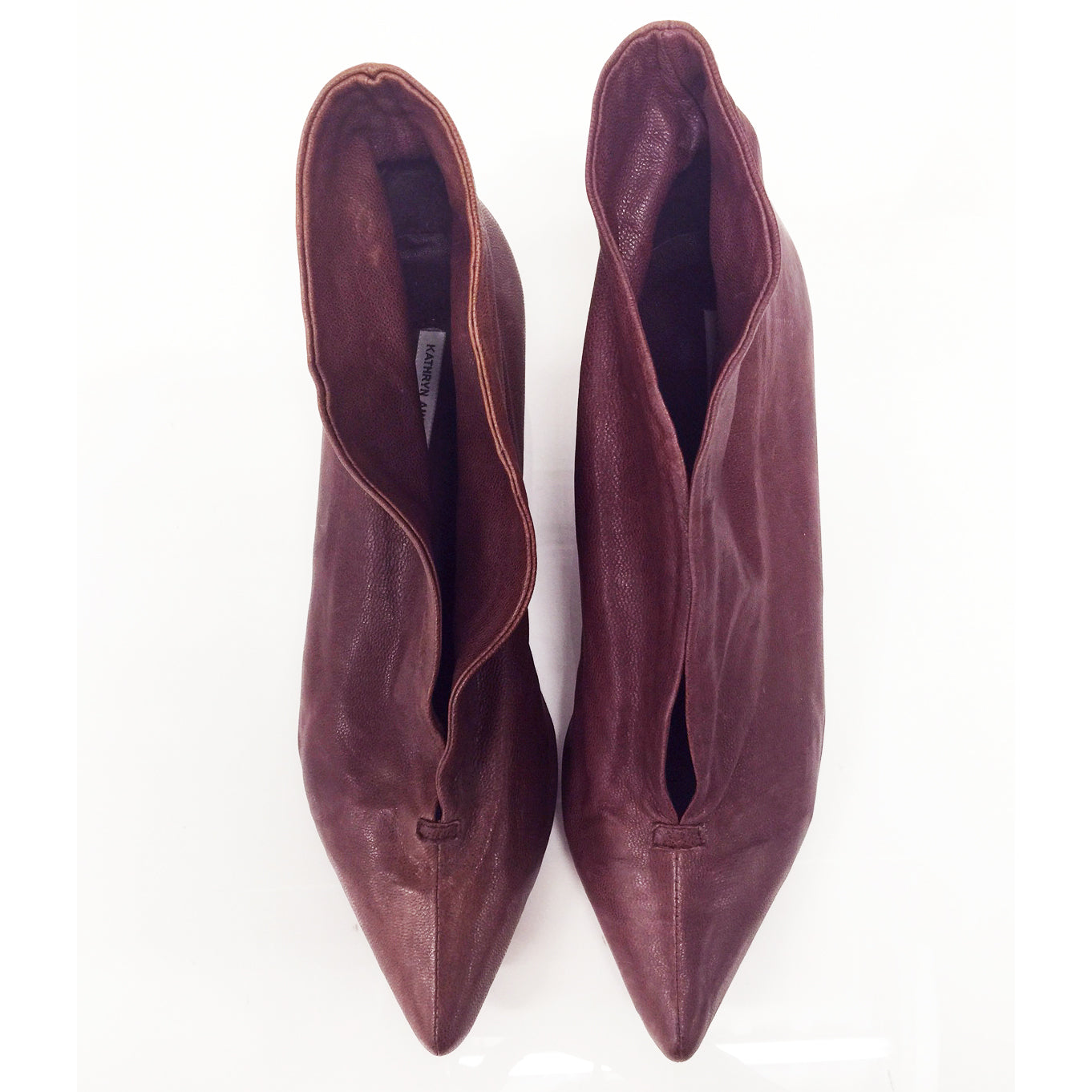 3155 leather booties ; plum