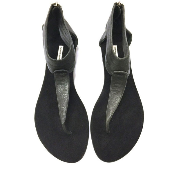 7922 leather sandals; black