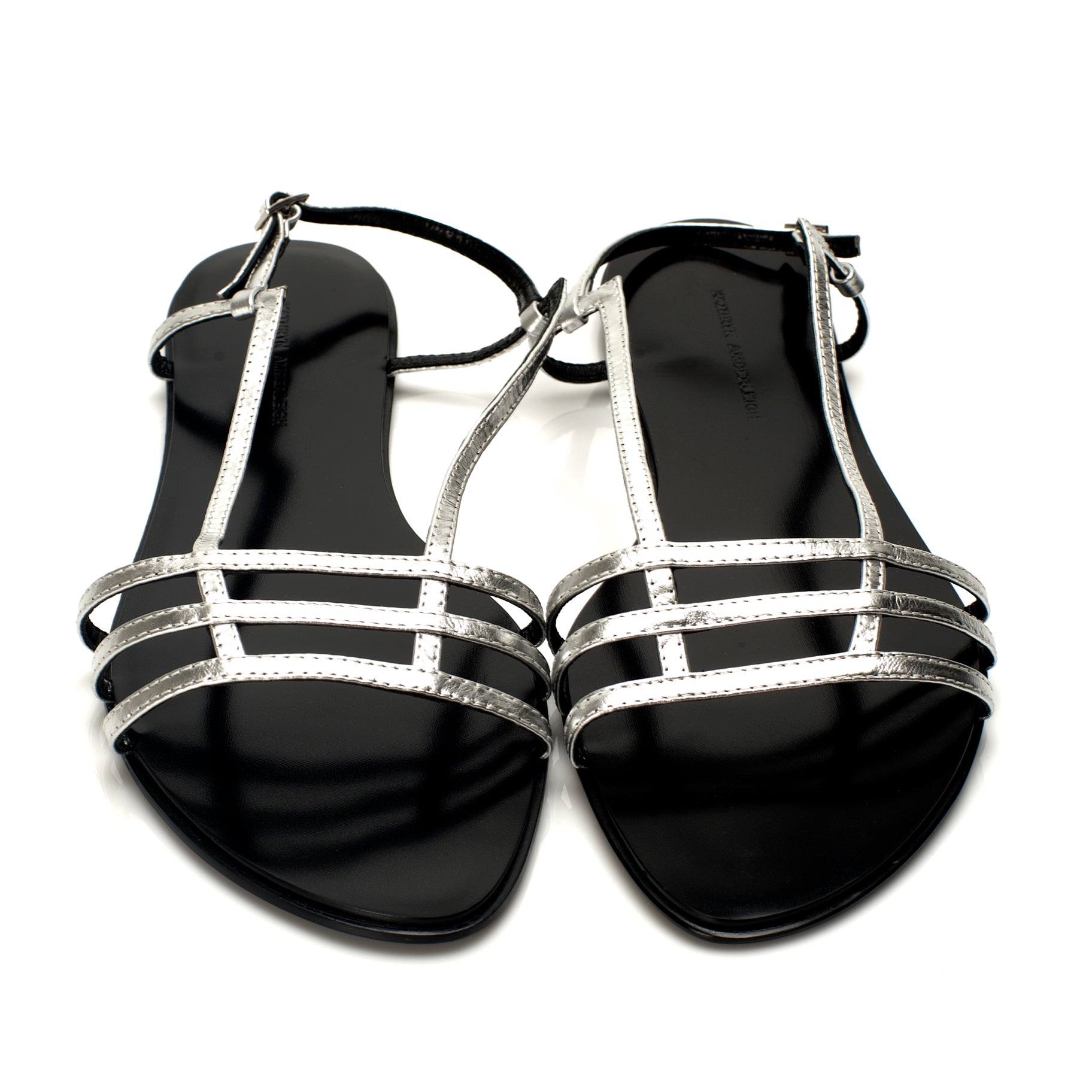3015 leather sandals; silver
