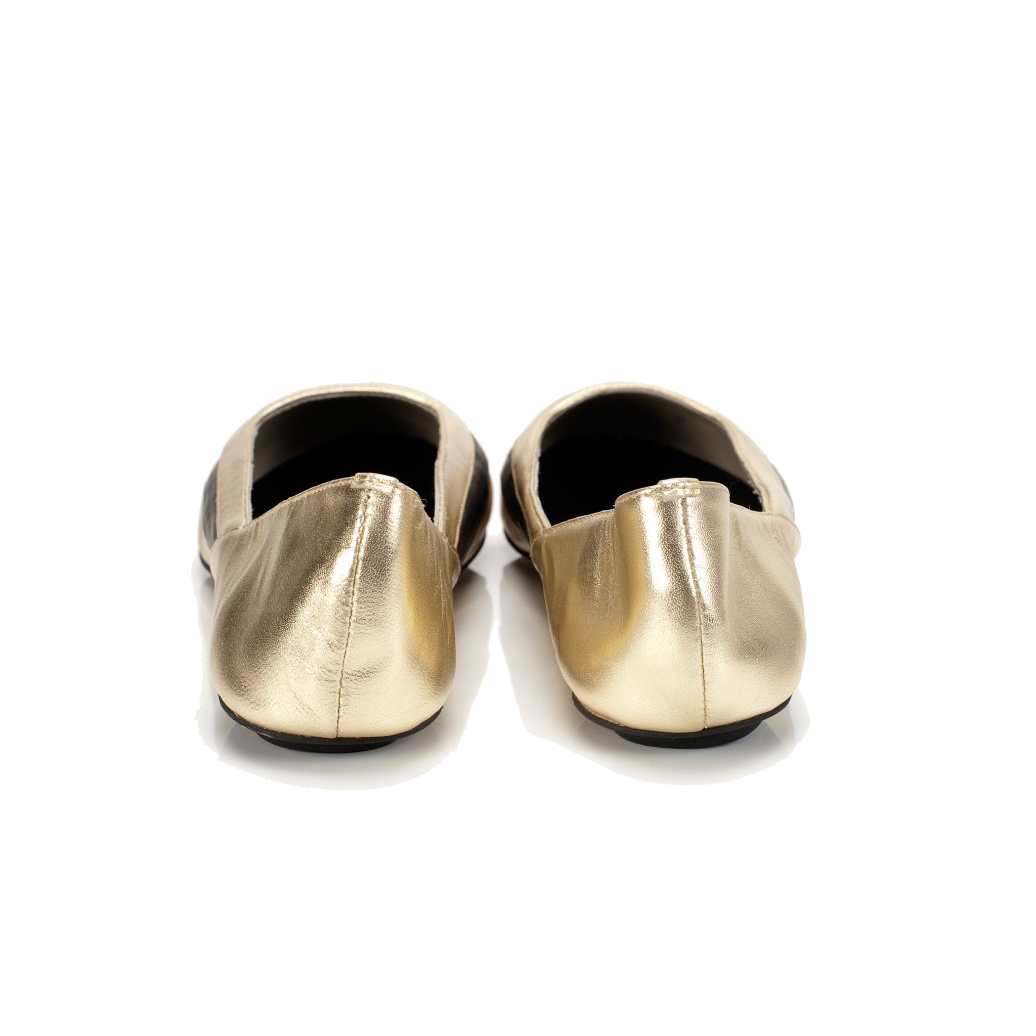 3042 leather loafers; gold and black