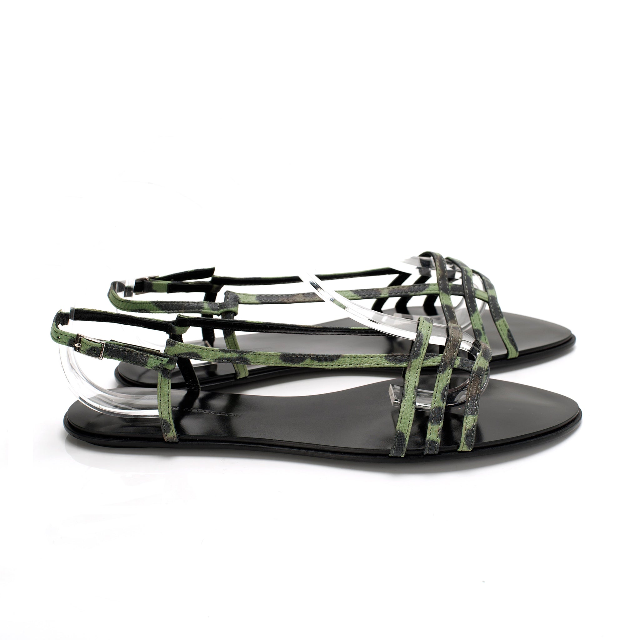 3015 leather sandals; green leo