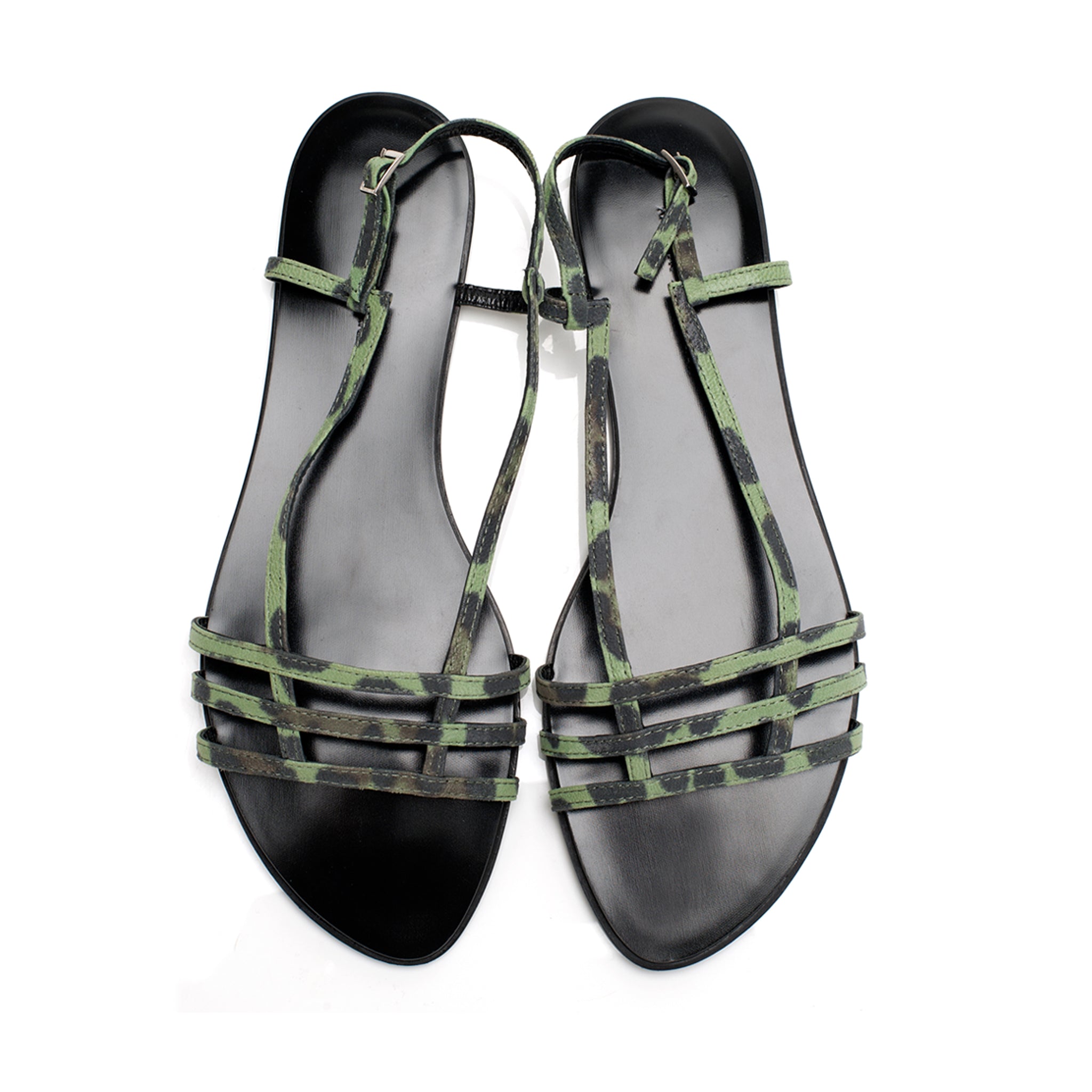 3015 leather sandals; green leo