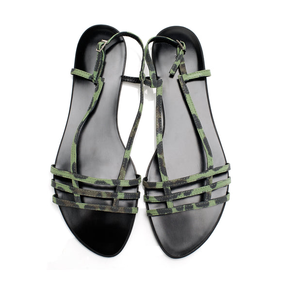 3015 leather sandals; green leo