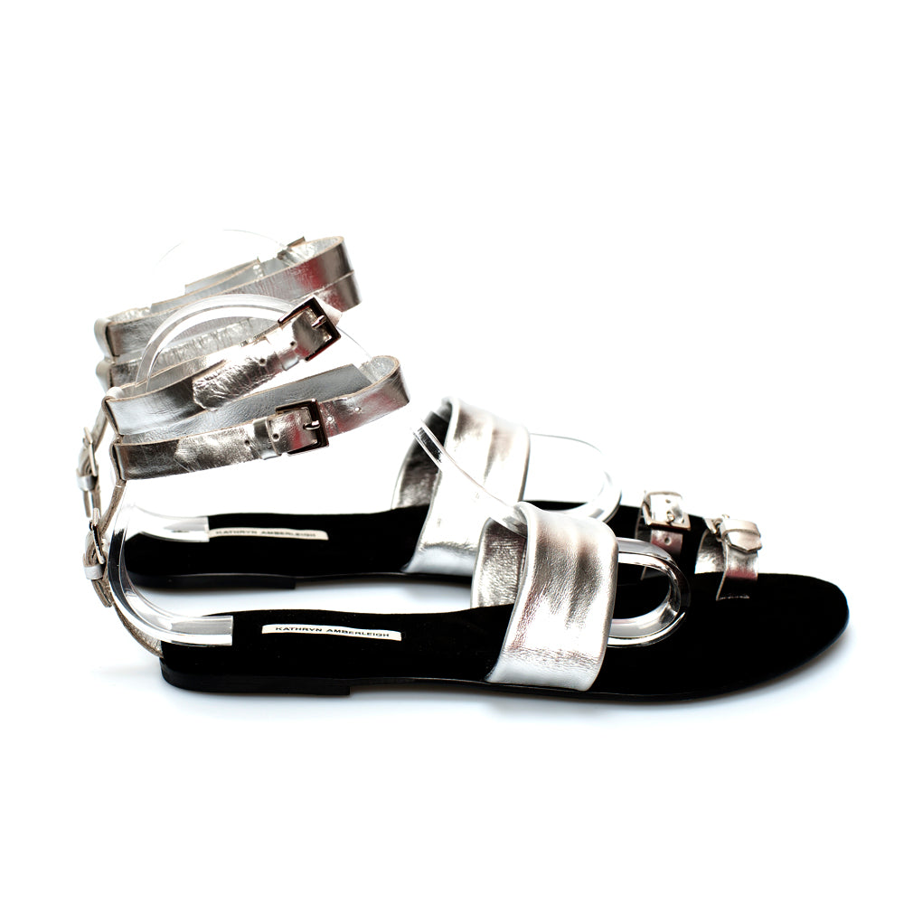 3013 leather sandals; silver