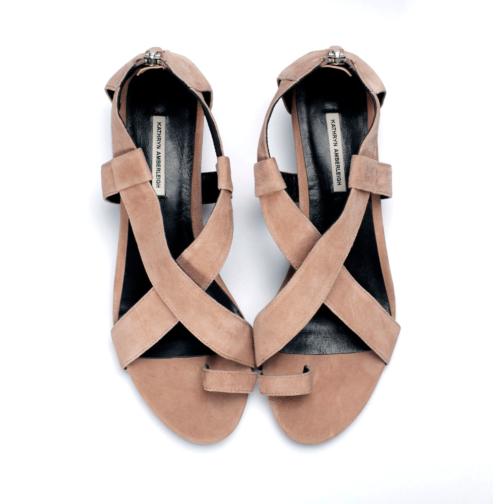 J002 suede sandals; petal nude