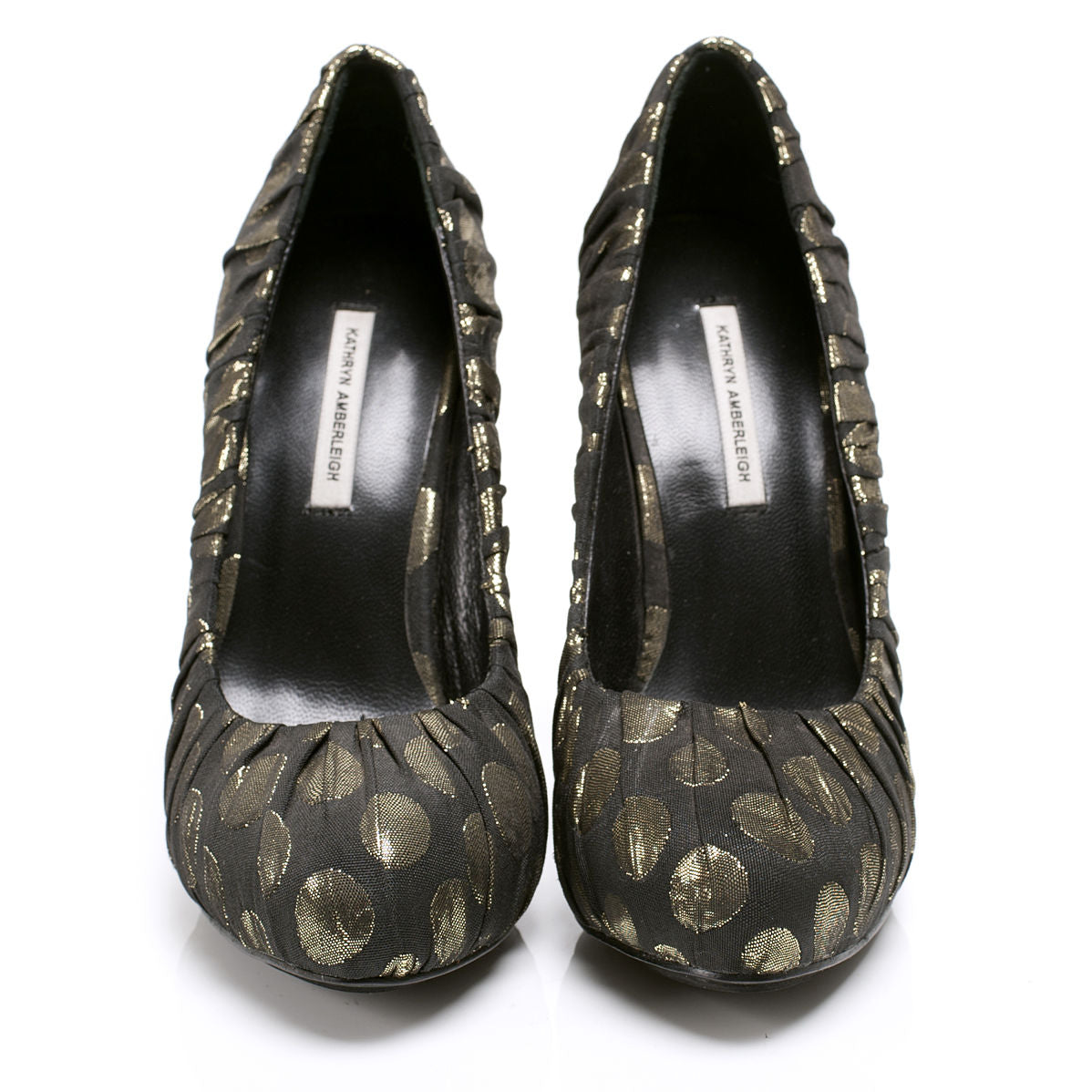 3089 jacquard heels; black and gold