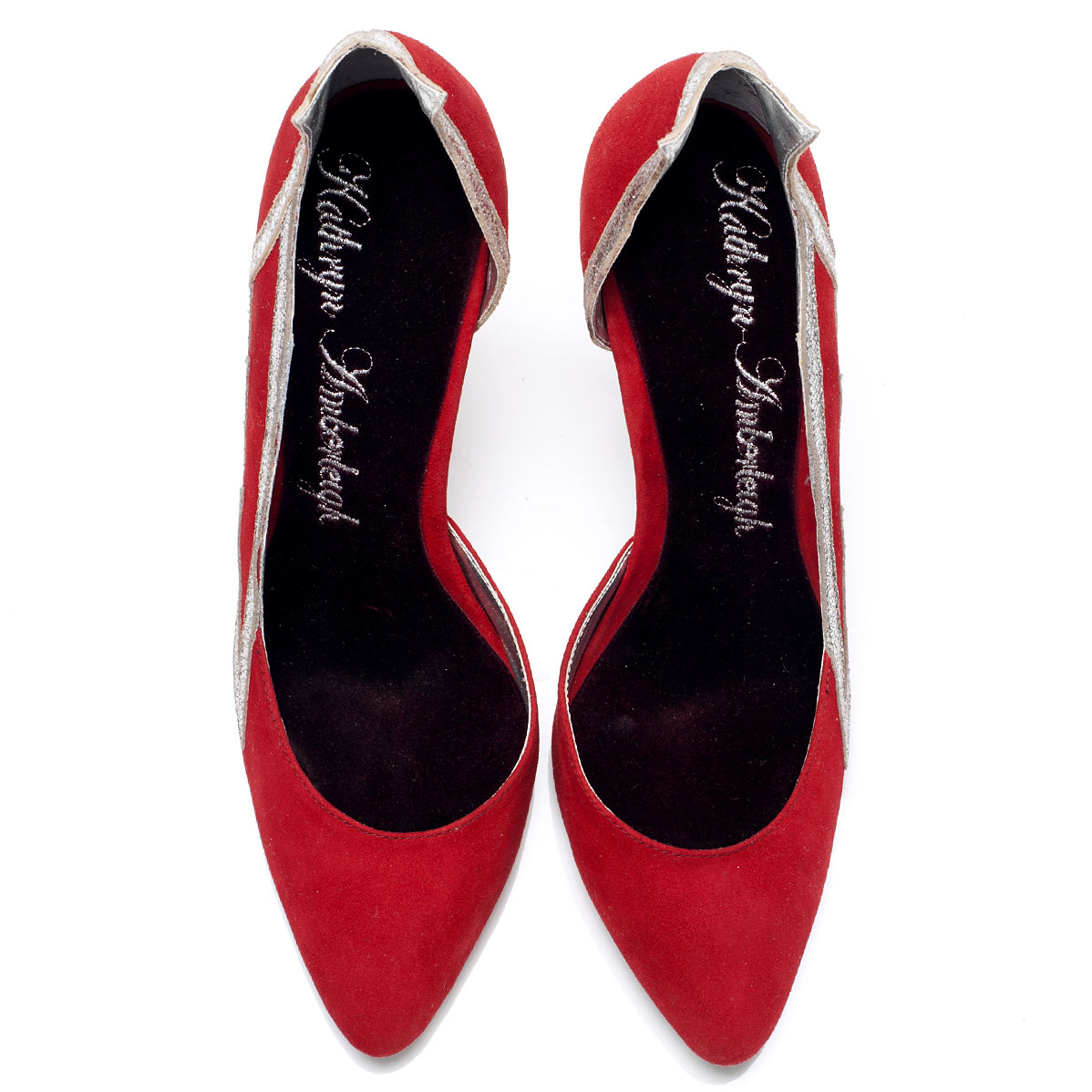 3001 suede heels; red