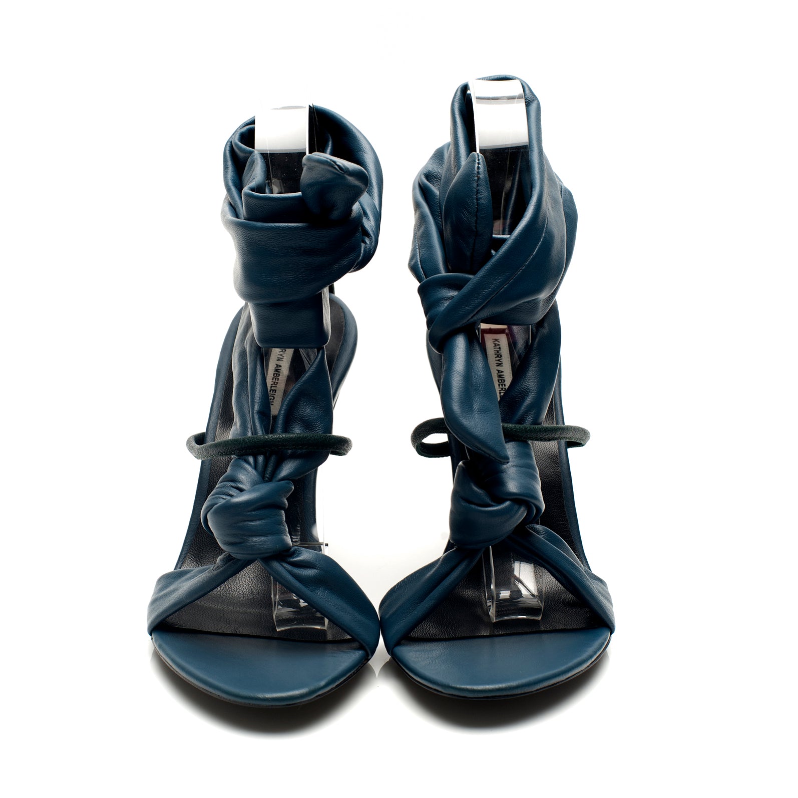 K738 leather heels; prussian blue