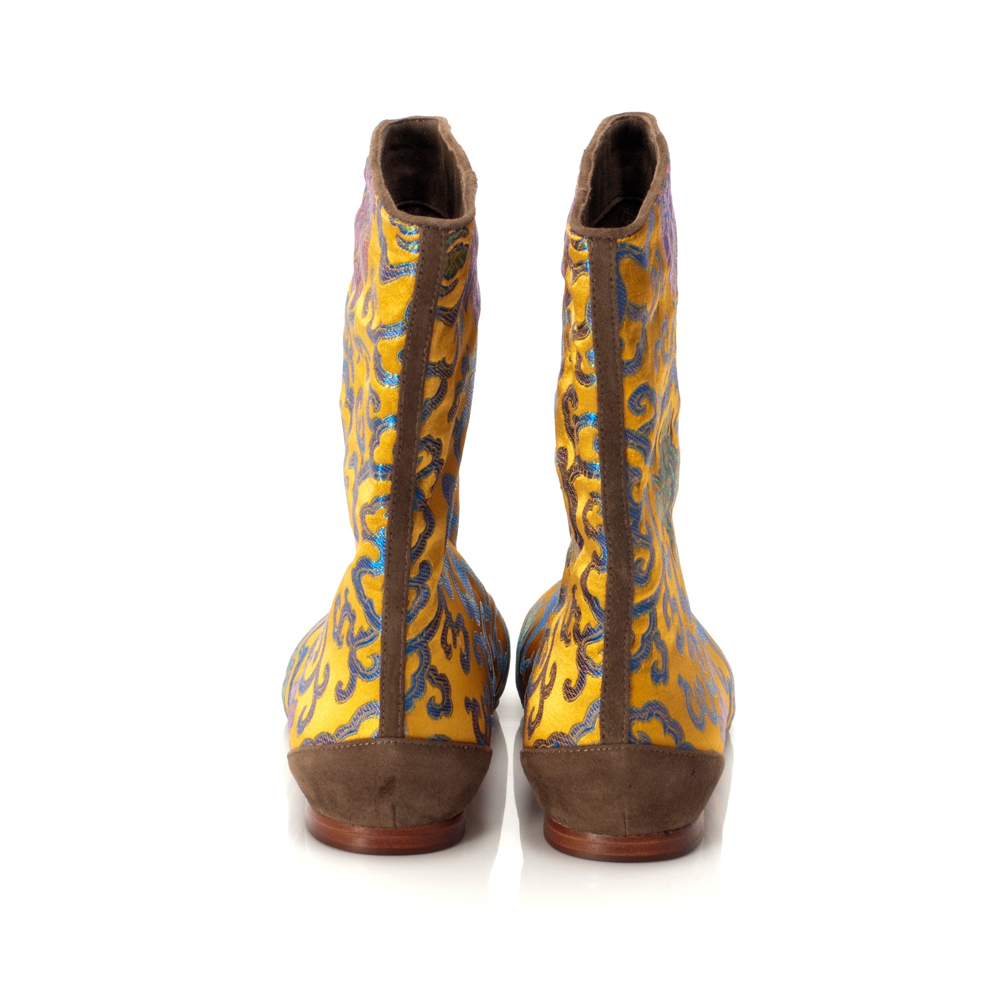J558 jacquard and suede boots; orange