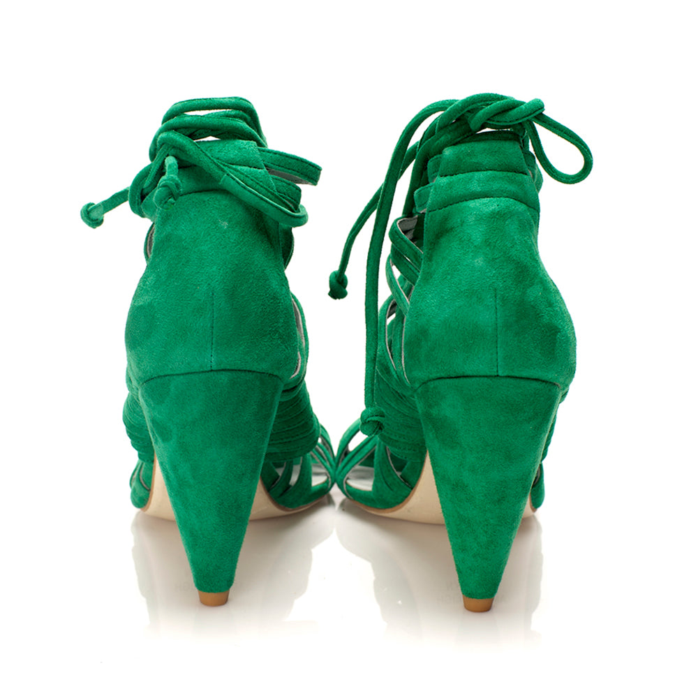 J013 suede heels; green