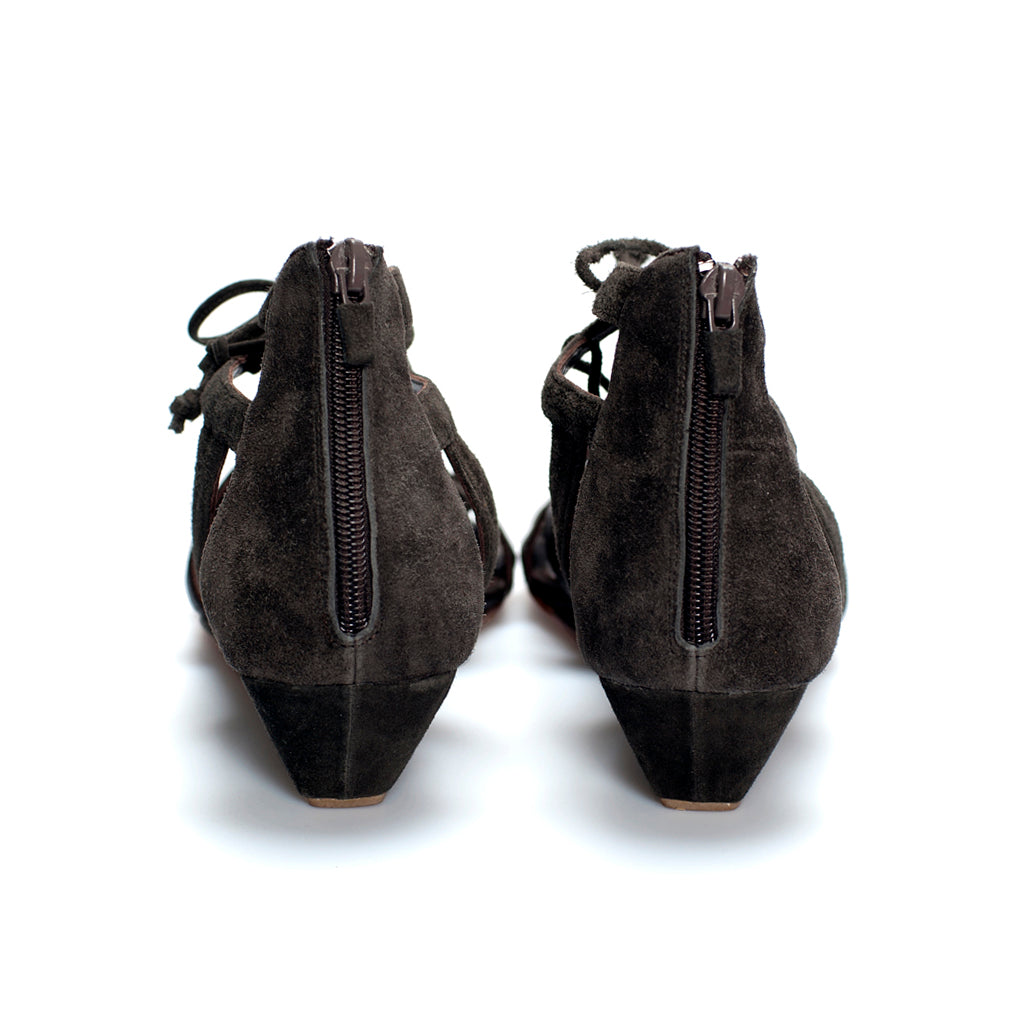 J001 lambskin and suede sandals; coffee