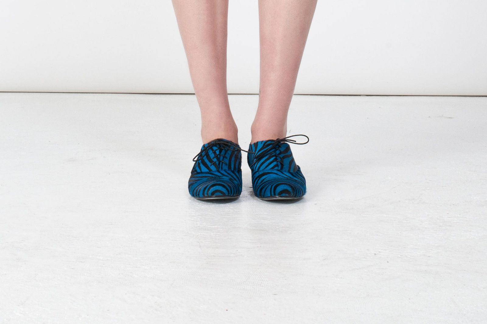 J544 pony hair loafers; blue zebra