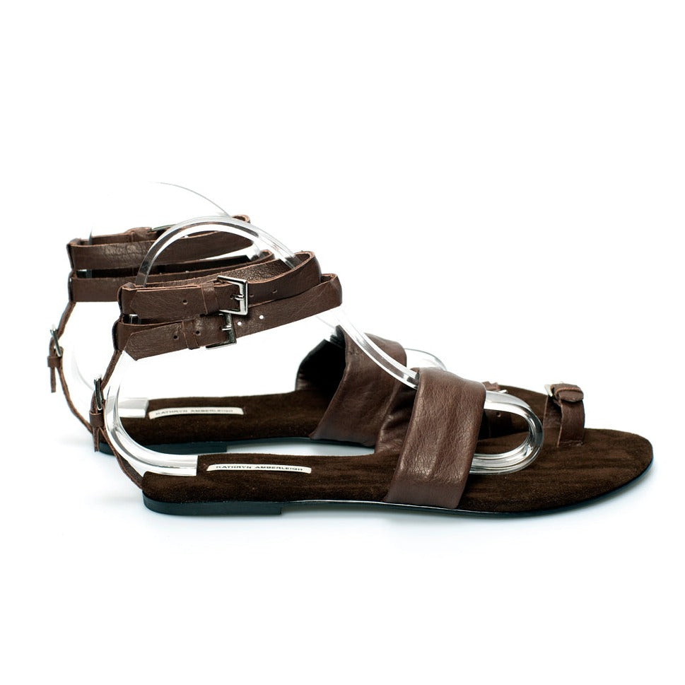 3013 leather sandals; brown