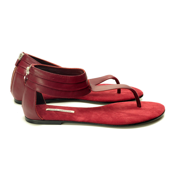 7922 leather sandals; wine