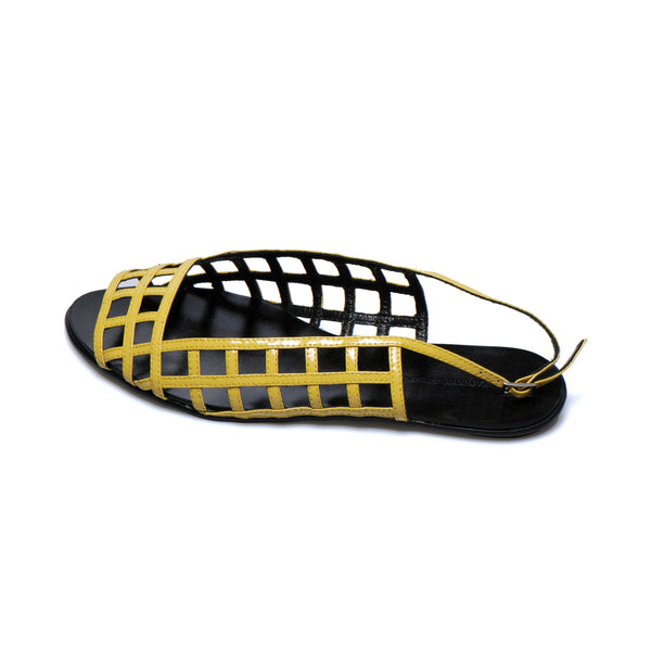 3016 leather sandals; yellow patent