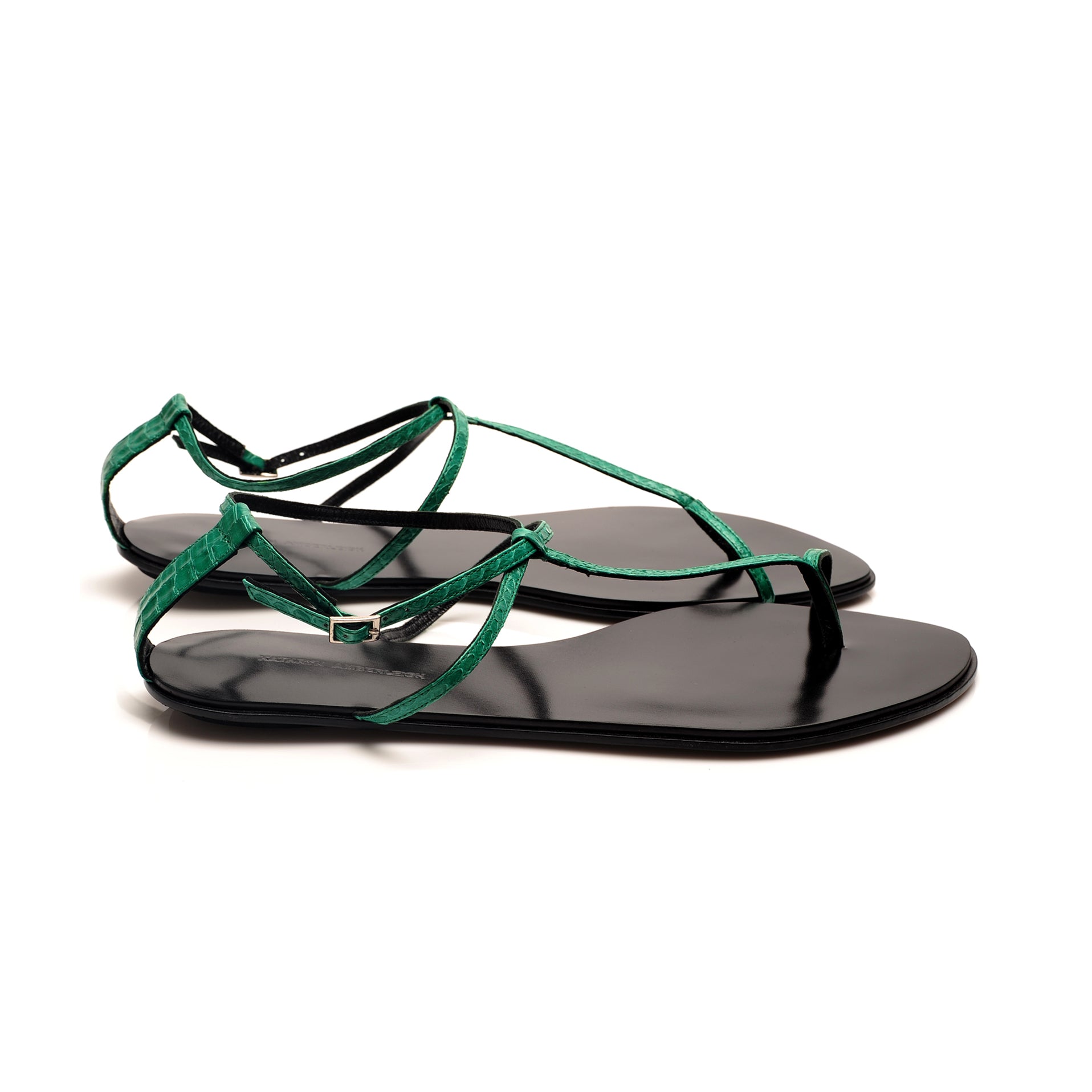 3019 snakeskin sandals; emerald