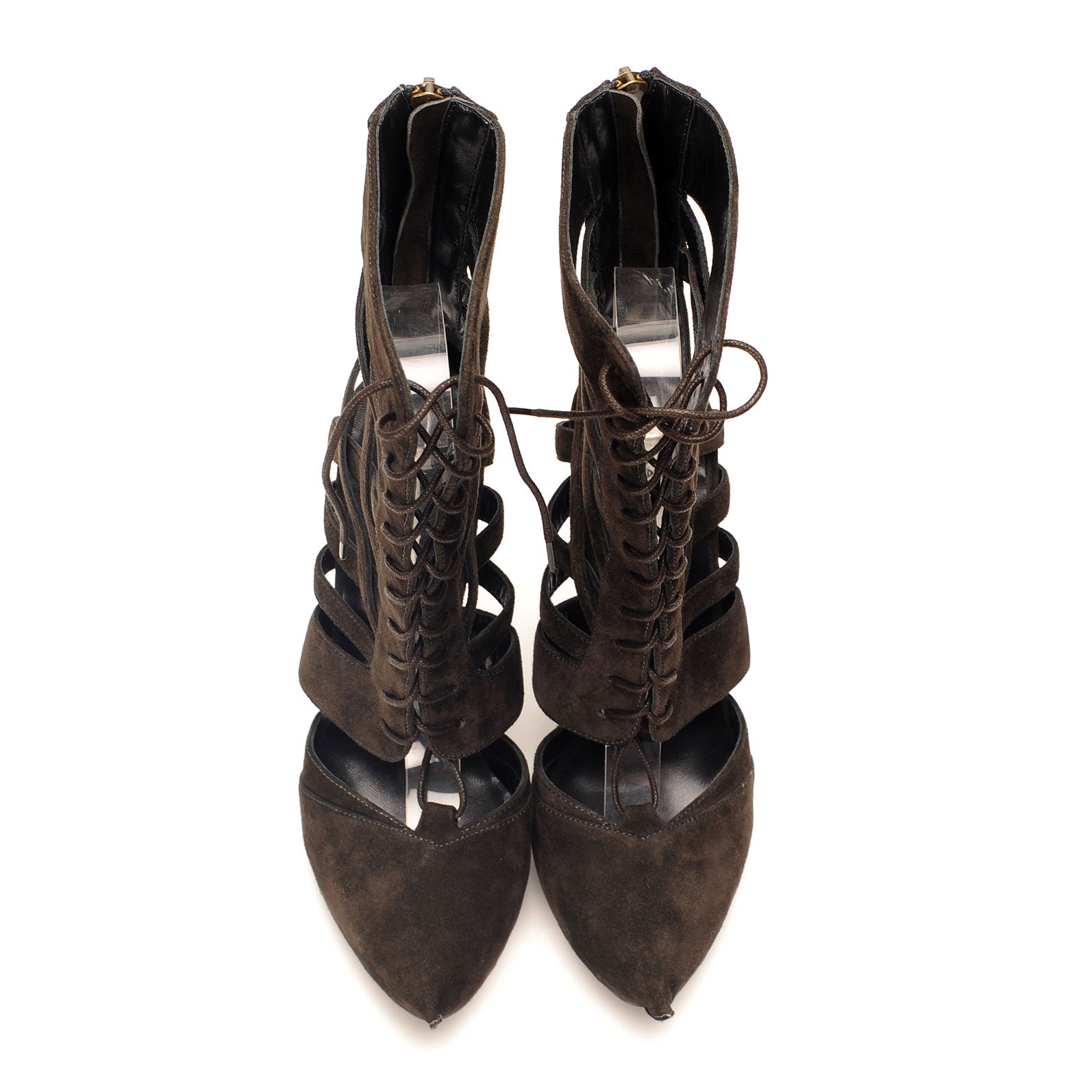 K731 suede heels; coffee