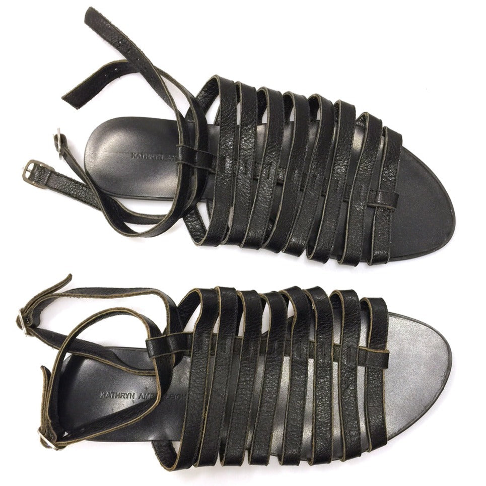 J103 leather sandals; black