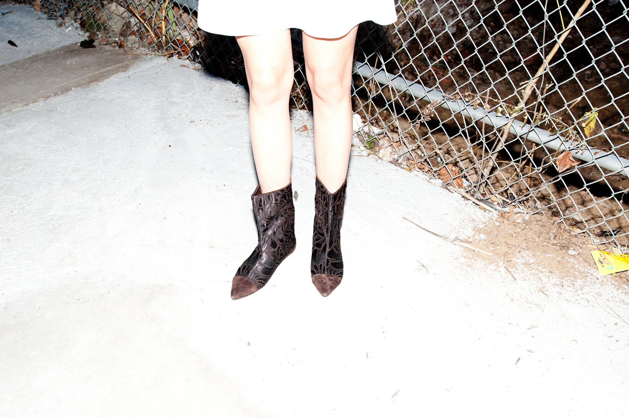 J558 jacquard and suede boots; brown