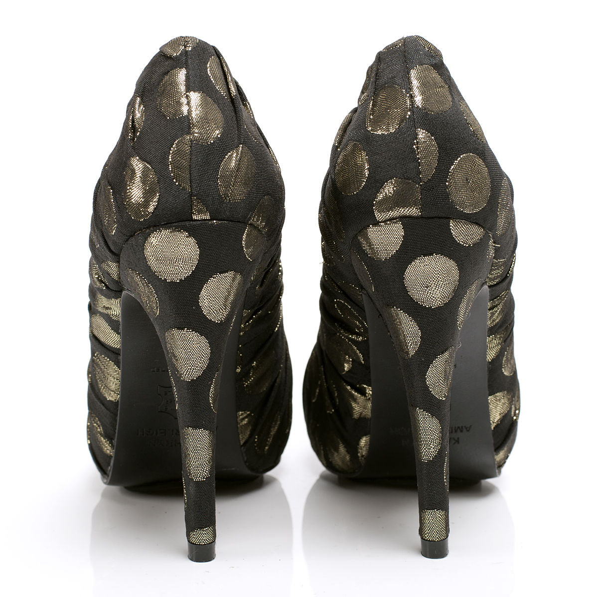 3089 jacquard heels; black and gold