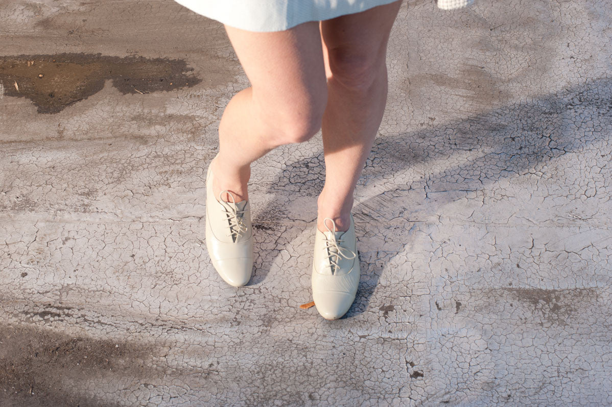 J544 leather loafers; beige gloss