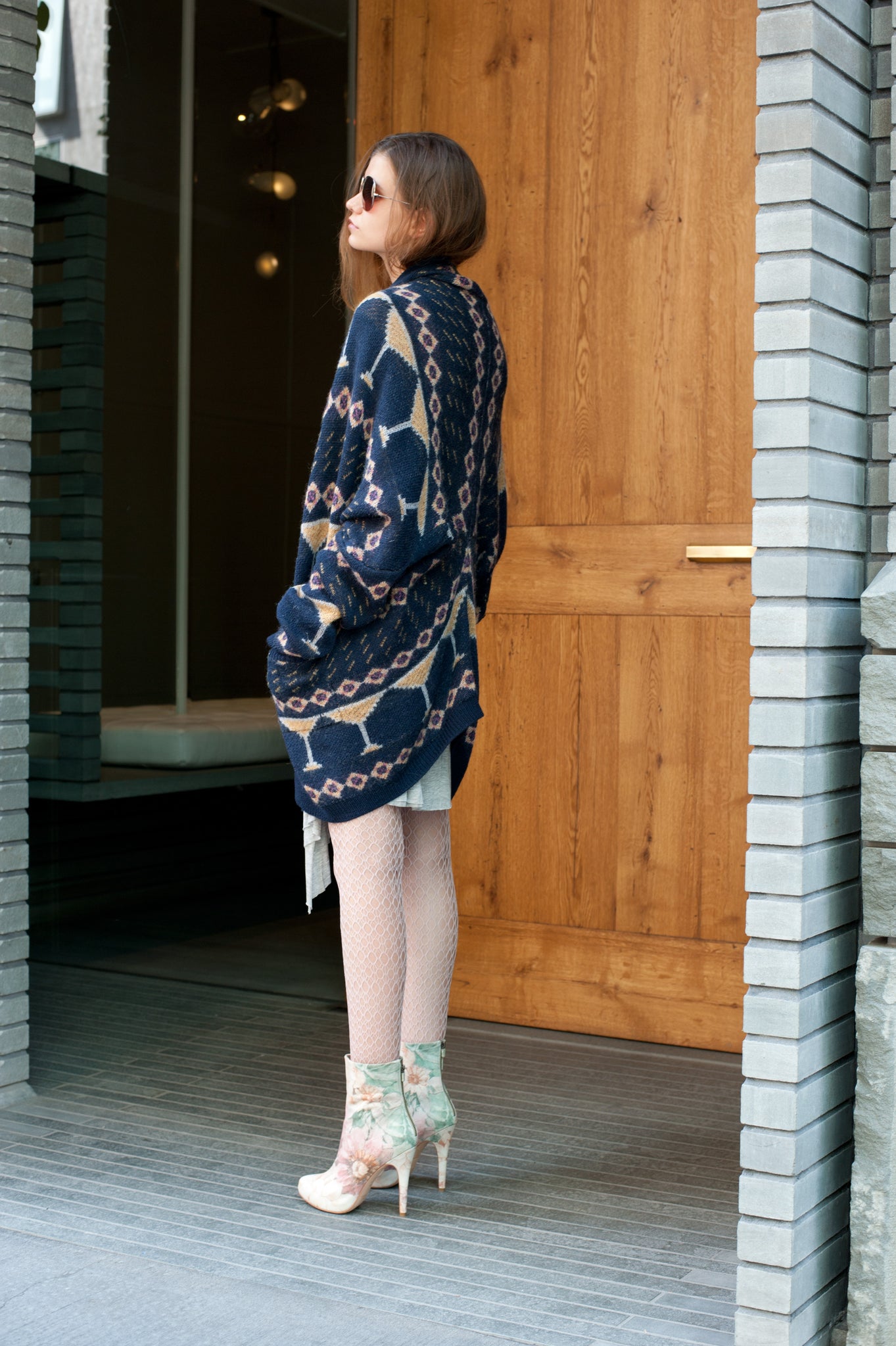 3086 leather boots; pastel flower
