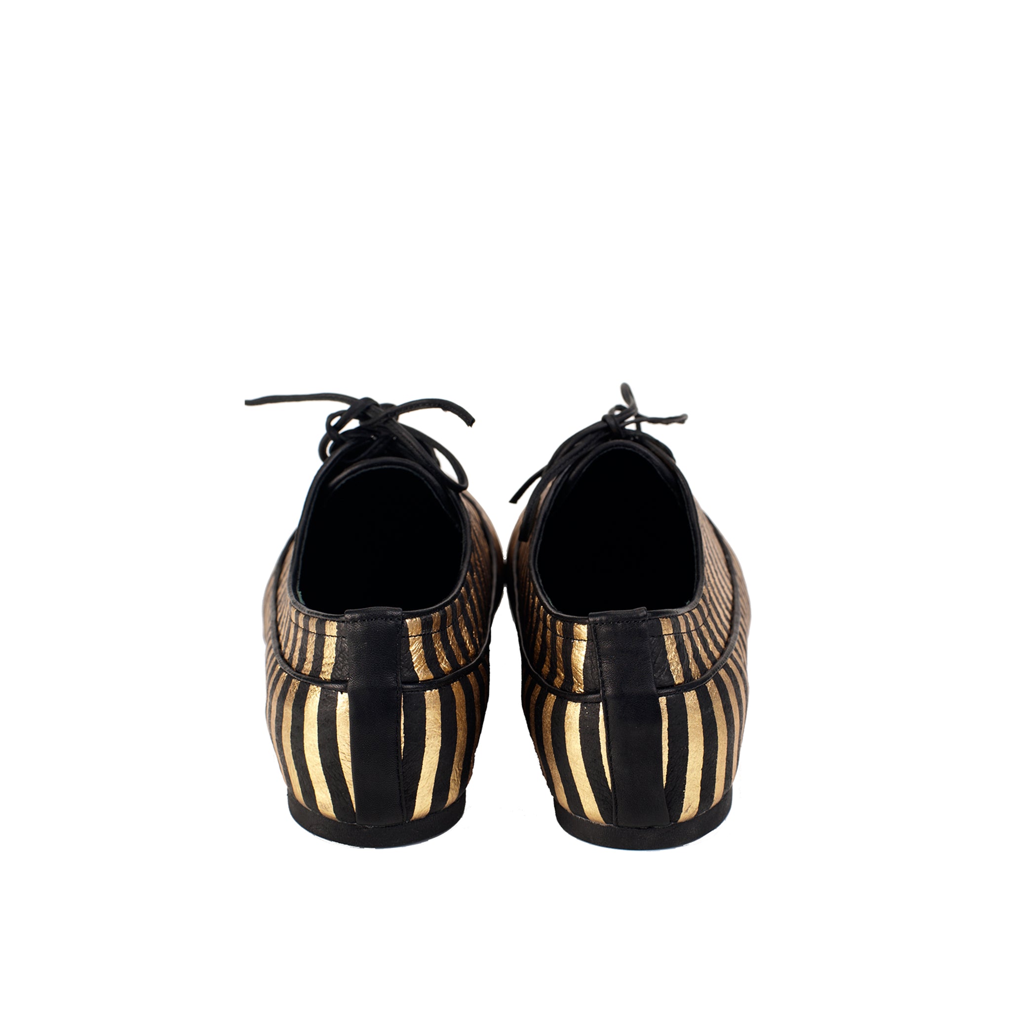 K436 leather loafers; gold and black