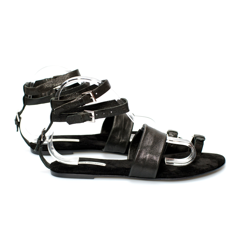 3013 leather sandals; black