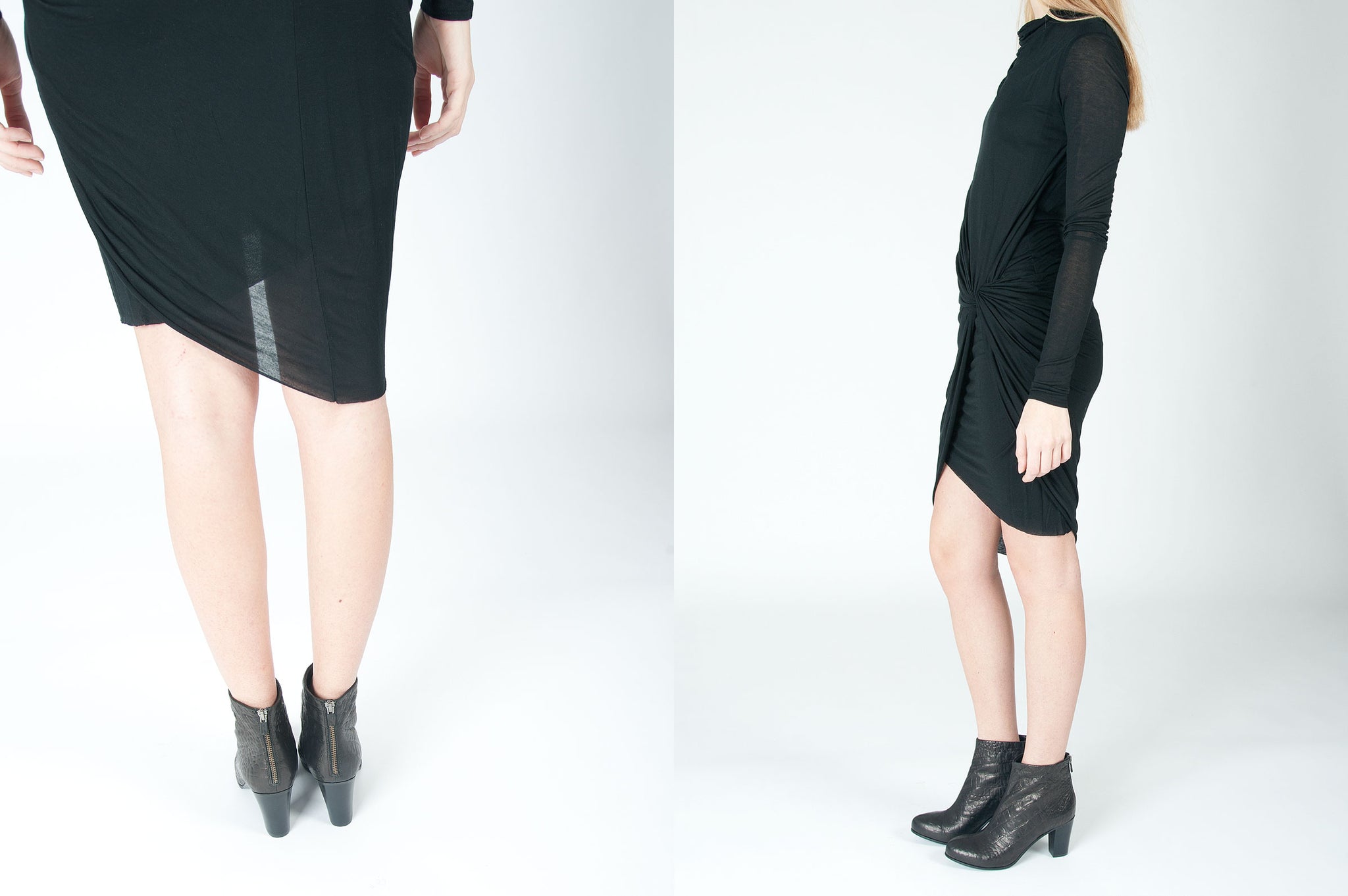 K601 leather boots; black croc