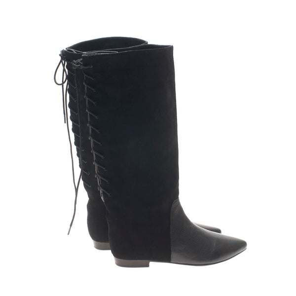 1401 suede and leather boots; black