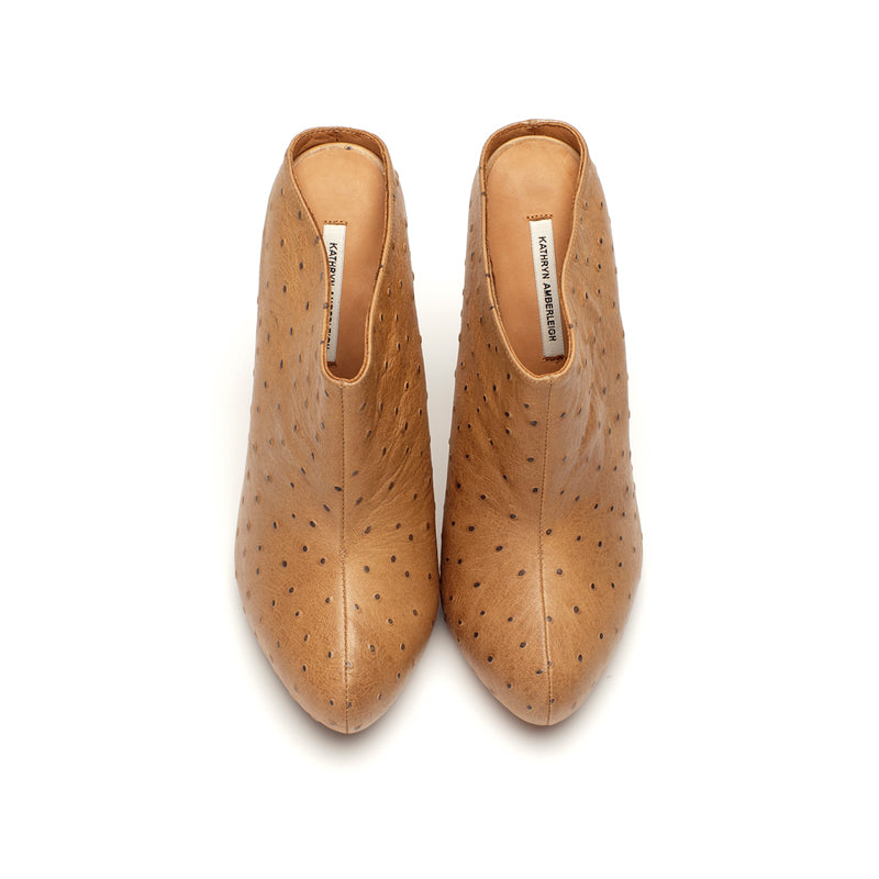 K609 leather mules; tan ostrich