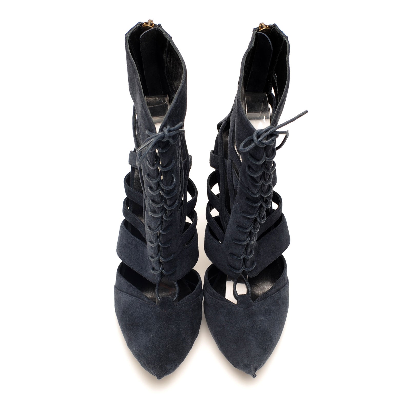 K731 suede heels; midnight