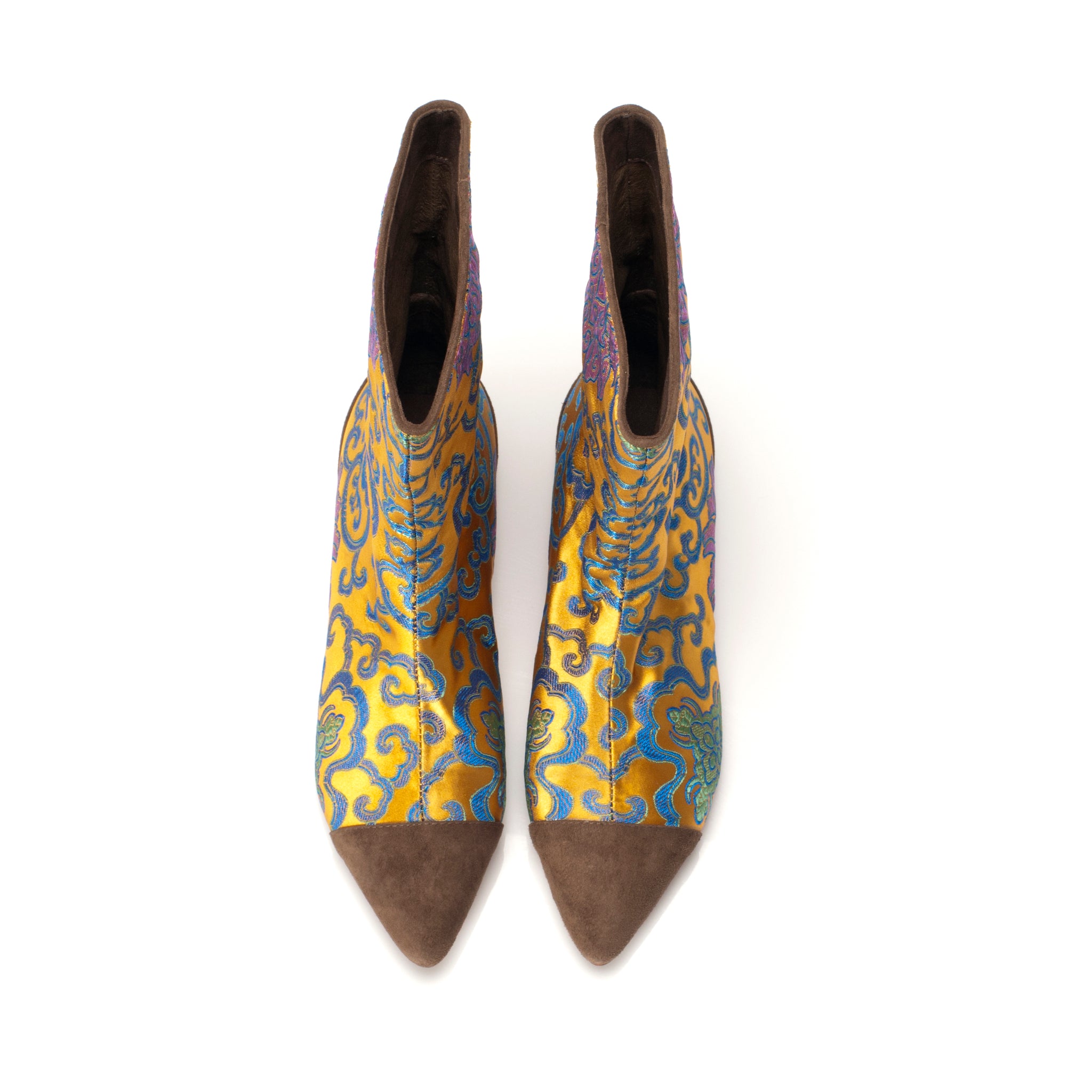 J558 jacquard and suede boots; orange