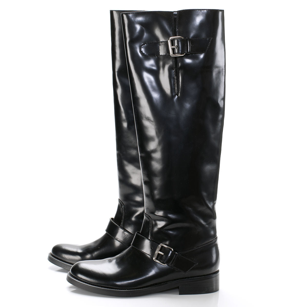 5060 leather boots; black gloss