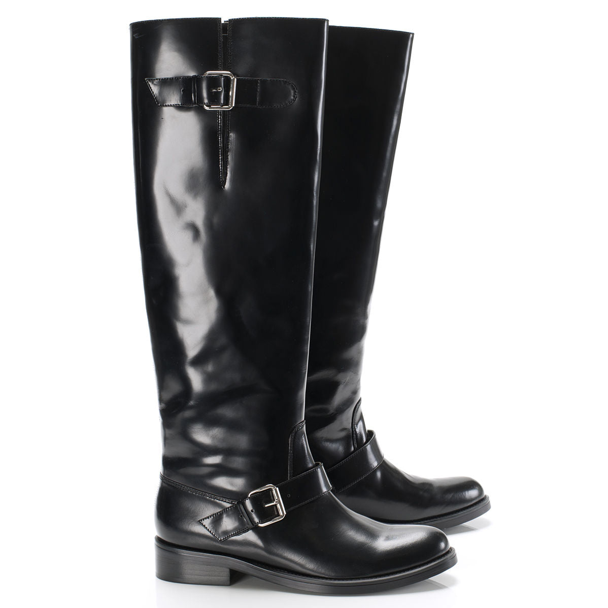 5060 leather boots; black gloss