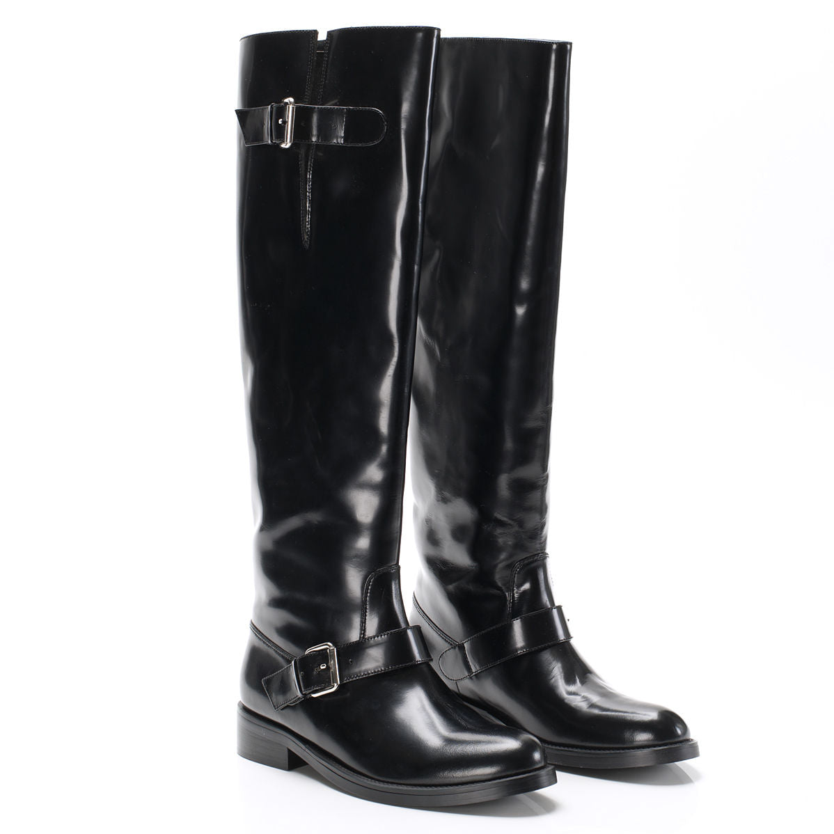 5060 leather boots; black gloss