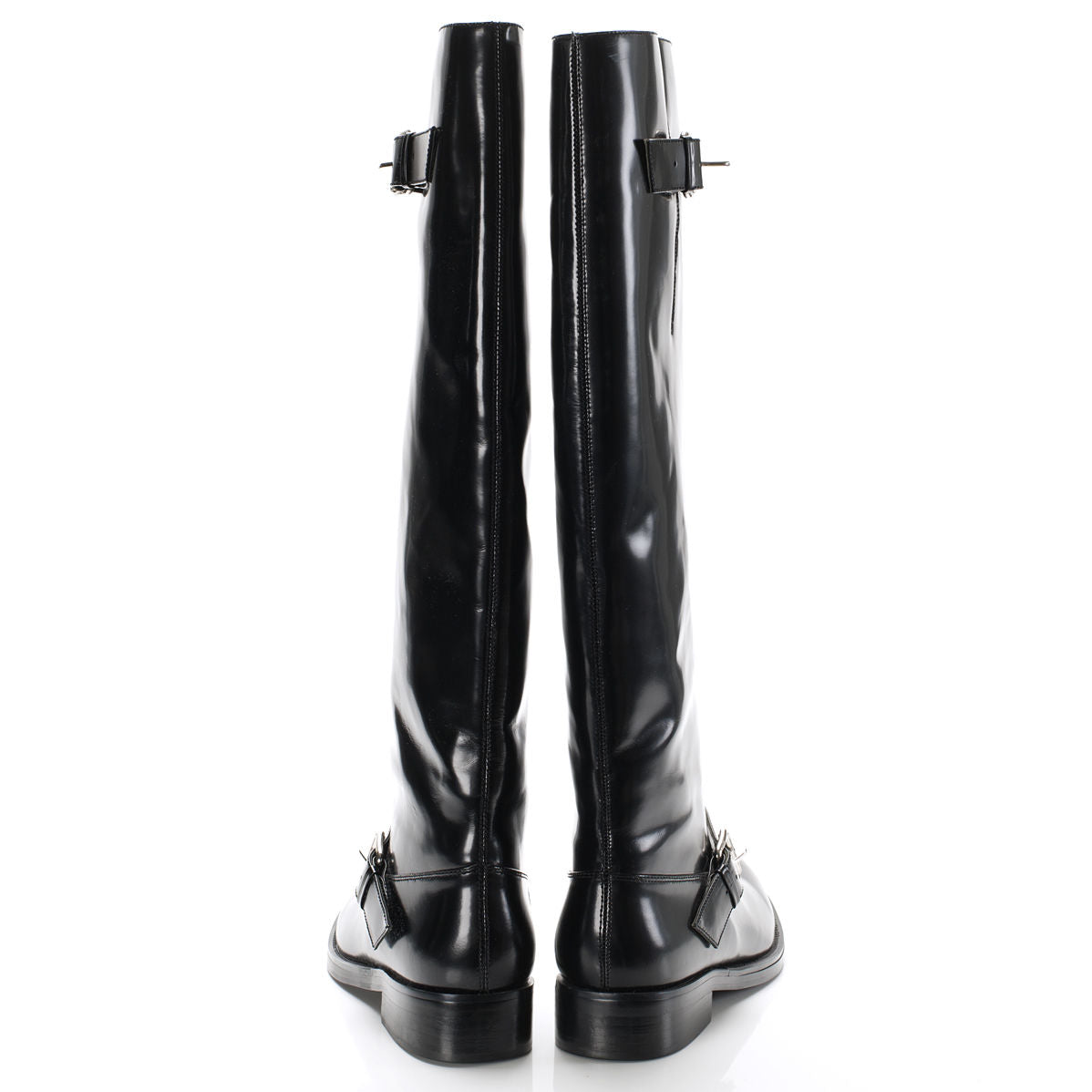 5060 leather boots; black gloss