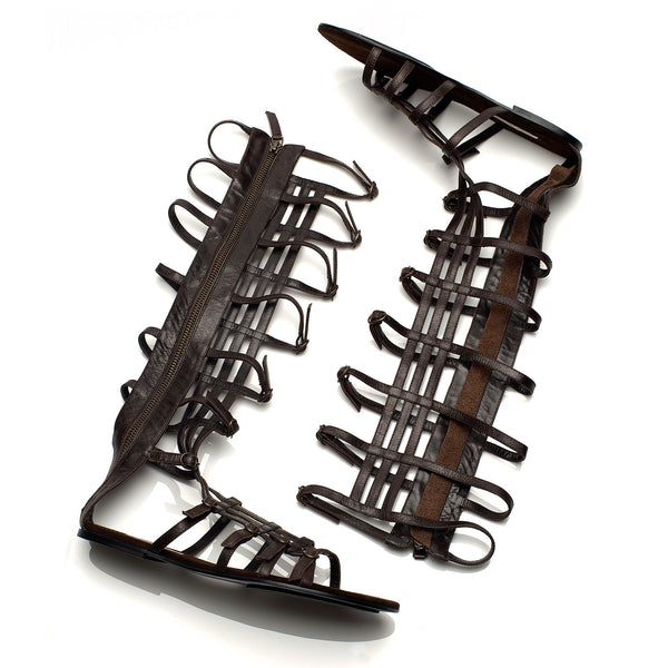 K733 leather sandals; brown