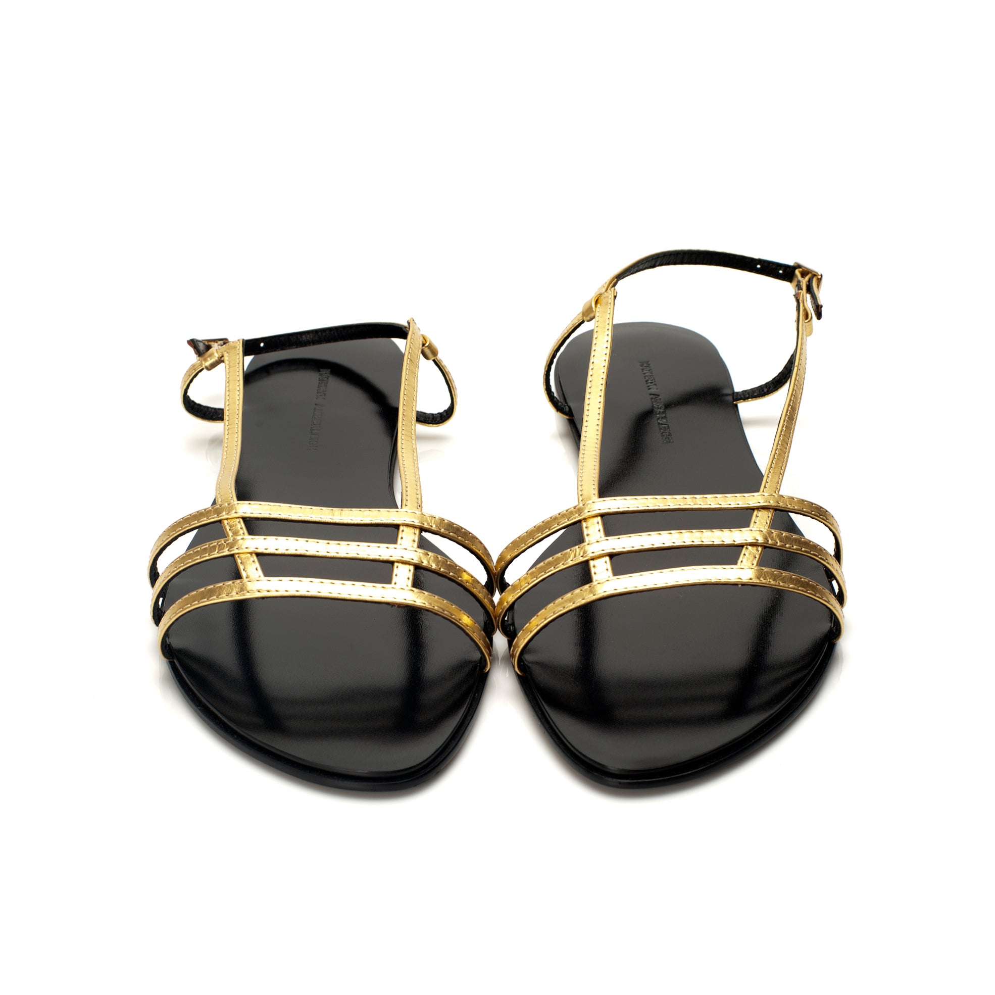 3015 leather sandals; gold