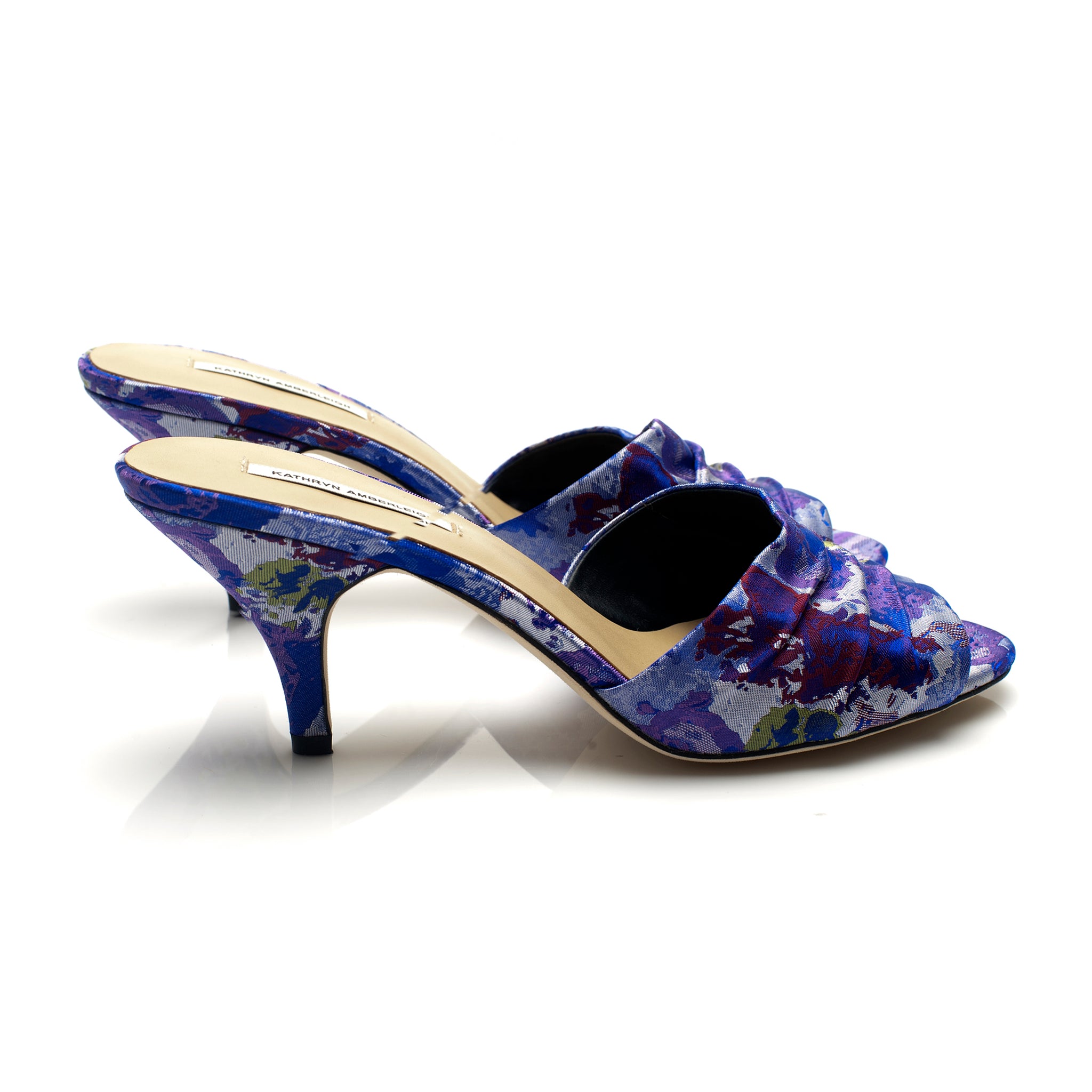 J205 jacquard slides; purple floral