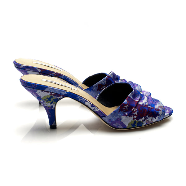 J205 jacquard slides; purple floral