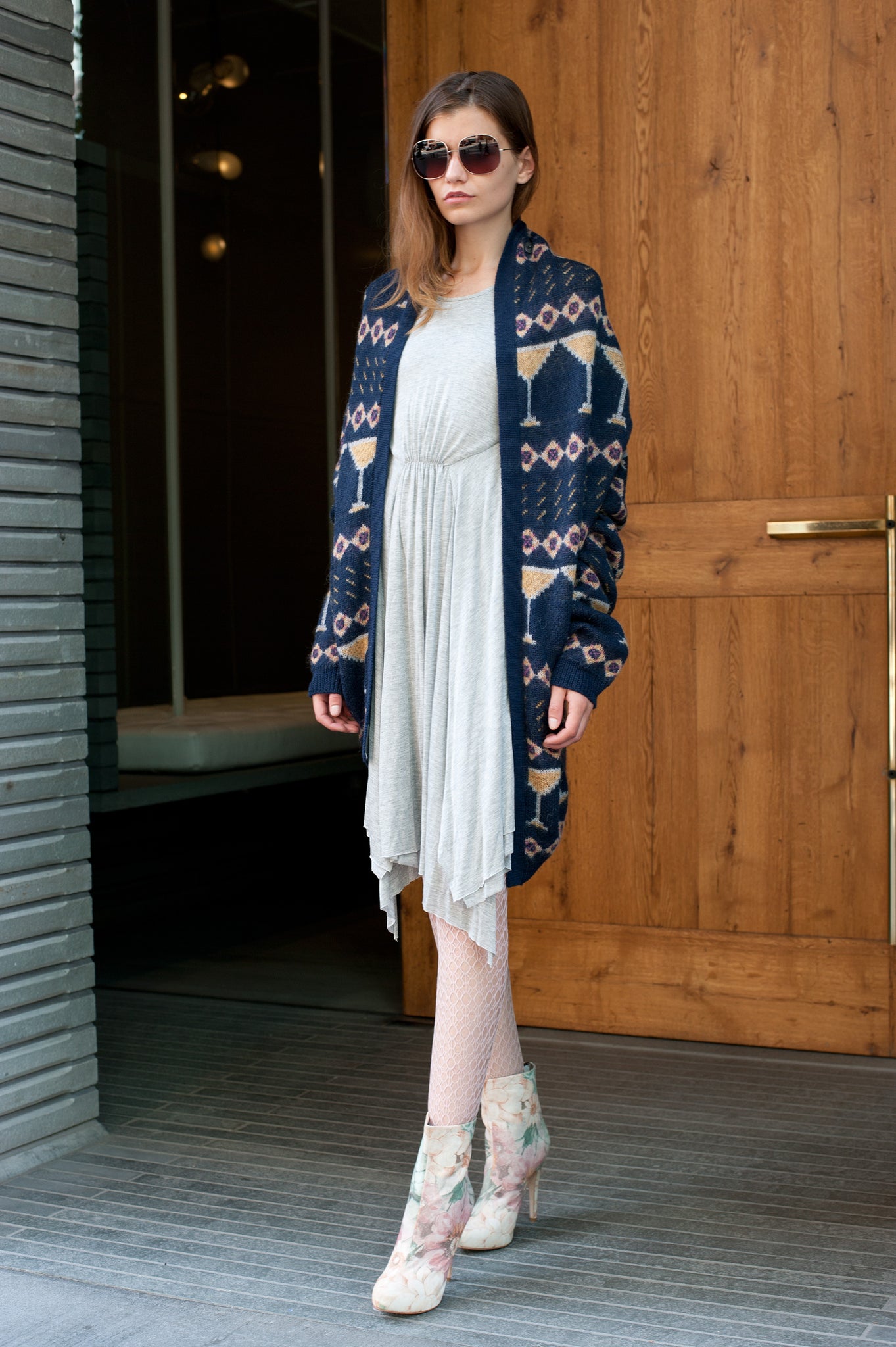 3086 leather boots; pastel flower