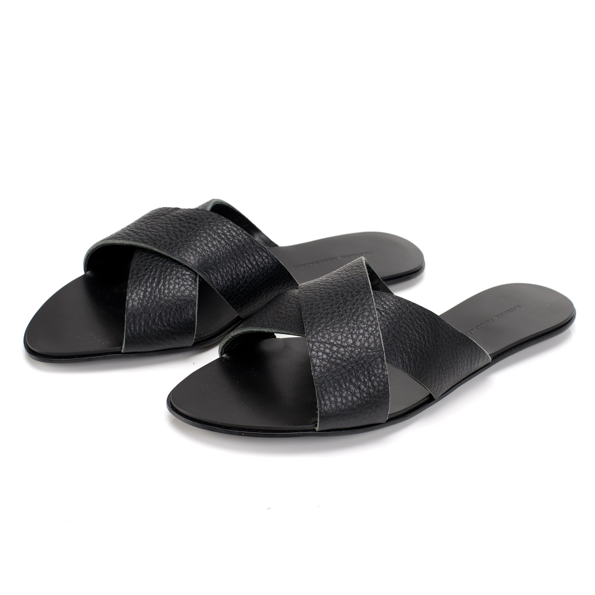 7519 leather slides; black