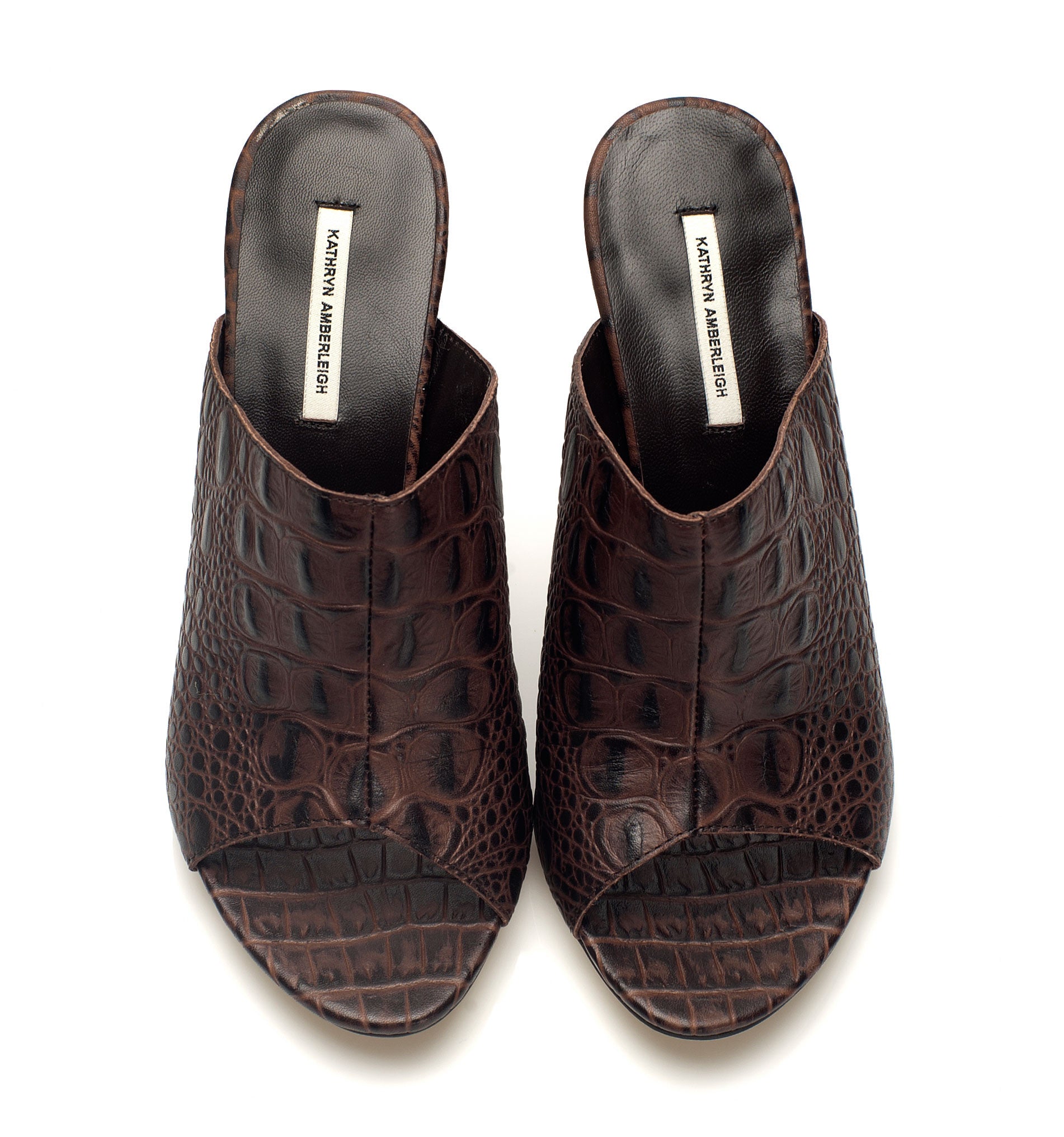 J581 leather slides; brown croc