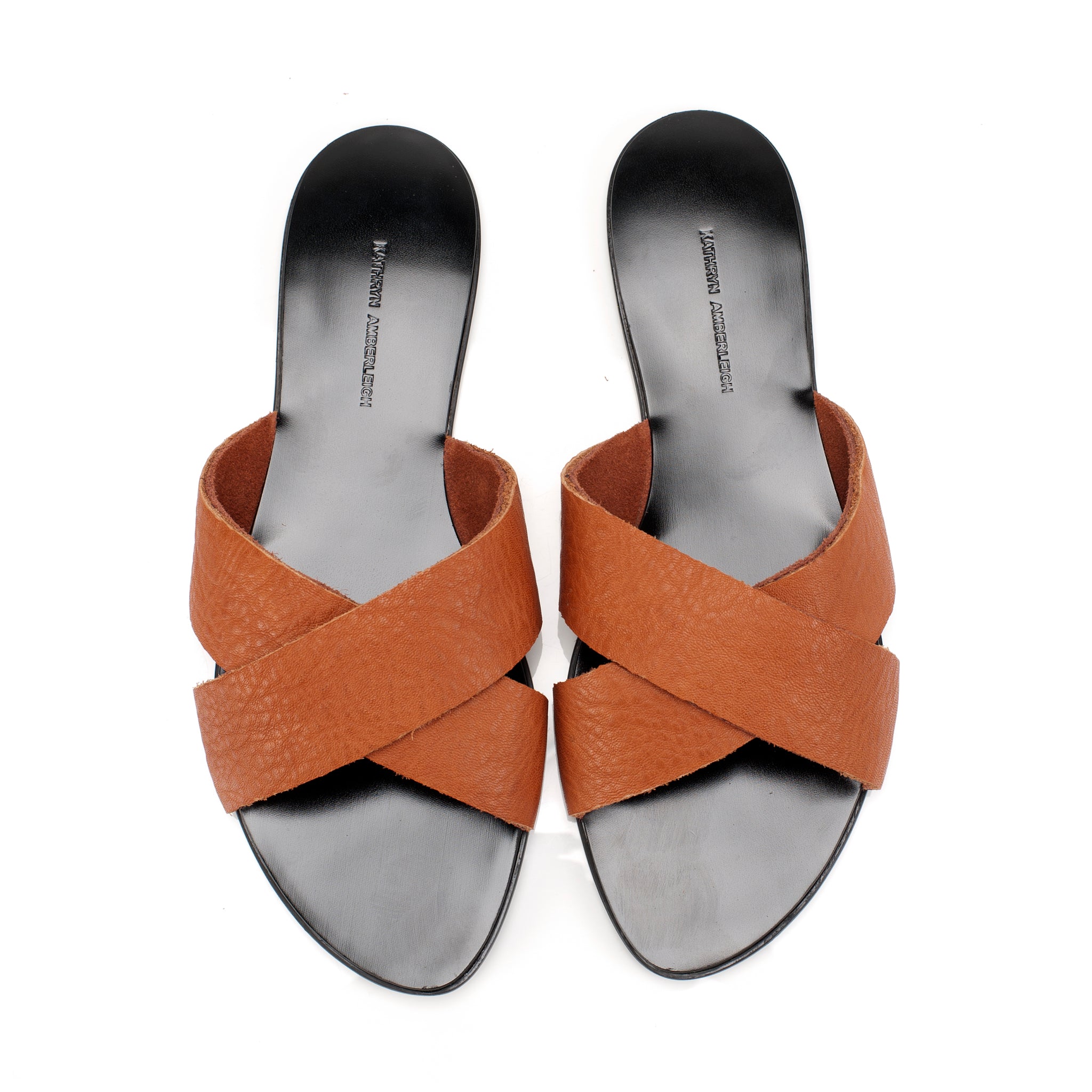 7519 leather slides; tangerine