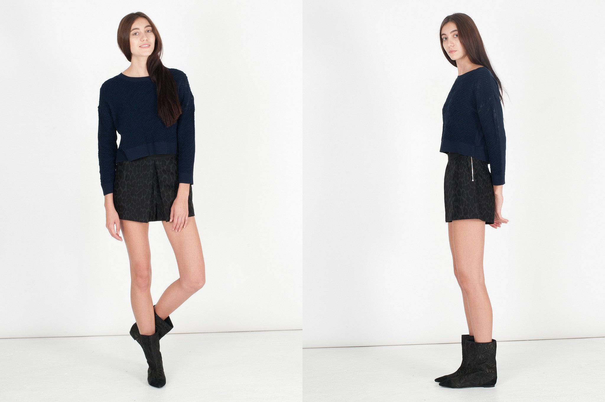 J558 jacquard and suede boots; black