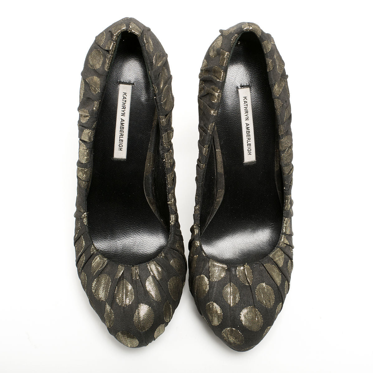 3089 jacquard heels; black and gold