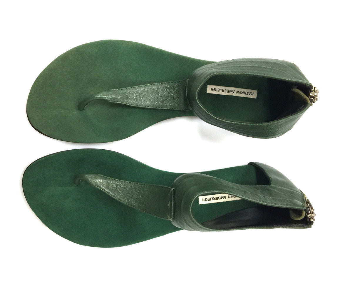 7922 leather sandals; green